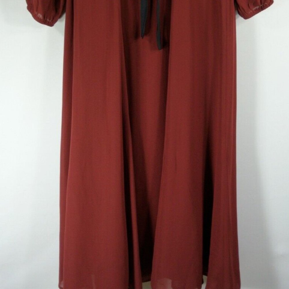 NEW Reformation Brogan Long Sleeve Button Front Midi Dress Chianti Size 12 #X108 - Picture 10 of 12